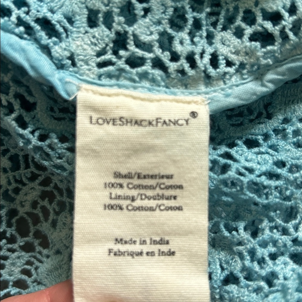 LoveShackFancy Blue Nerine Crocheted Lace Blouse - Picture 8 of 9